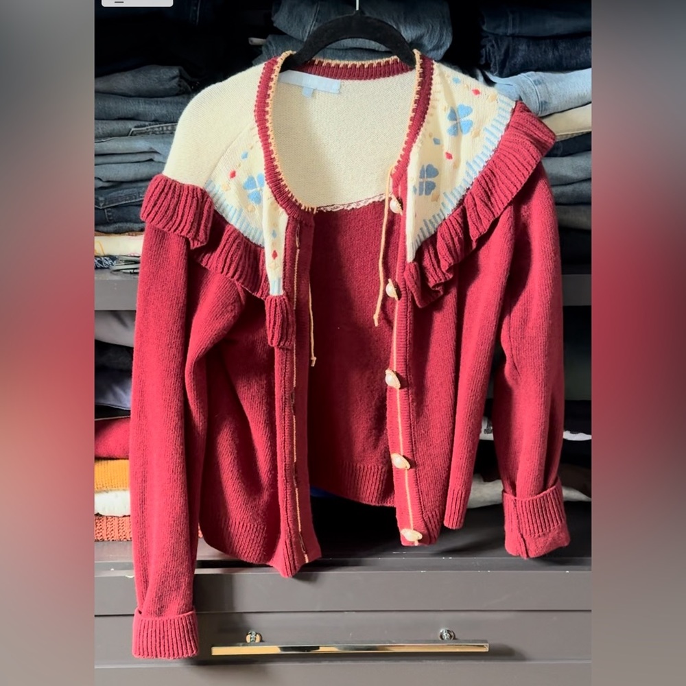 In Great Condition — HILL HOUSE HOME DESK CARDIGAN - s - Burgundy